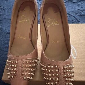 Christian Louboutin Brown Leather Studded heels